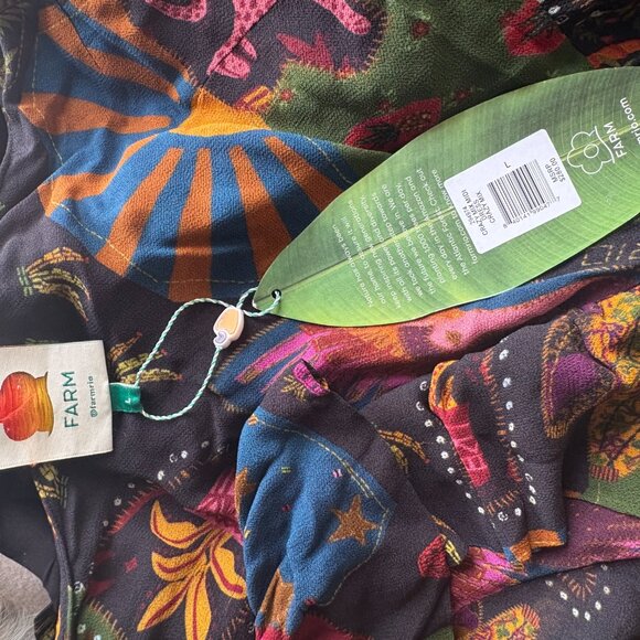 NWT Beautiful Fun Farm Rio Crazy Mix One Shoulder Midi Dress size L Ruffles - Picture 12 of 13